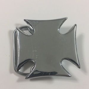 Independent cross chrome men’s belt buckle